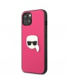 Karl Lagerfeld Leather Ikonik Karl's Head Metal Case for iPhone 13 mini - Pink