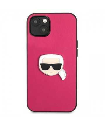 Karl Lagerfeld Leather Ikonik Karl's Head Metal Case for iPhone 13 mini - Pink