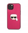 Karl Lagerfeld Leather Ikonik Karl's Head Metal Case for iPhone 13 mini - Pink
