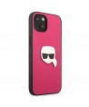 Karl Lagerfeld Leather Ikonik Karl's Head Metal Case for iPhone 13 mini - Pink