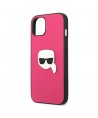 Karl Lagerfeld Leather Ikonik Karl's Head Metal Case for iPhone 13 mini - Pink