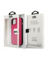 Karl Lagerfeld Leather Ikonik Karl's Head Metal Case for iPhone 13 mini - Pink
