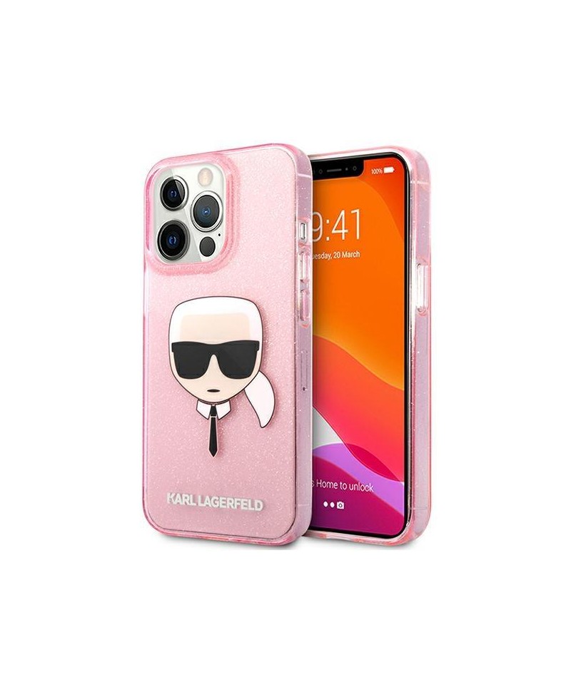Karl Lagerfeld Glitter Karl's Head Case for iPhone 13 Pro Max - Pink