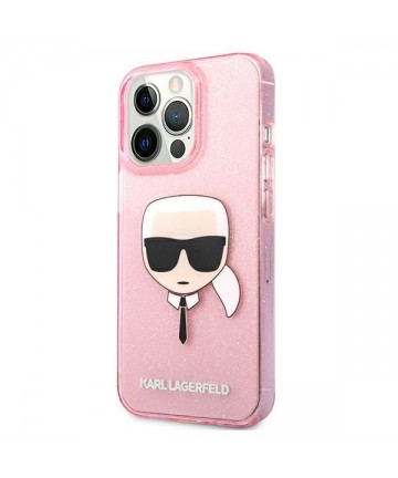 Karl Lagerfeld Glitter Karl's Head Case for iPhone 13 Pro Max - Pink