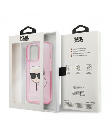 Karl Lagerfeld Glitter Karl's Head Case for iPhone 13 Pro Max - Pink