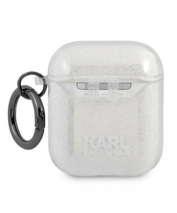 Karl Lagerfeld Glitter Karl's Head case for AirPods 1/2 - silver