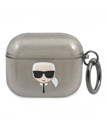 Karl Lagerfeld Glitter Karl's Head Case for AirPods 3 - Black