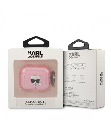 Karl Lagerfeld Glitter Karl's Head Case for AirPods 3 - Pink