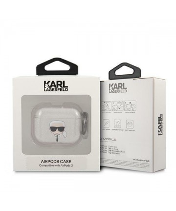 Karl Lagerfeld Glitter Karl's Head case for AirPods 3 - silver