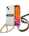 Guess GUHCP13SKC4GBGO iPhone 13 mini 5.4" Transparent hardcase 4G Brown Strap Gold Chain