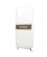 Guess GUHCP13SKC4GBGO iPhone 13 mini 5.4" Transparent hardcase 4G Brown Strap Gold Chain