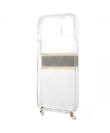Guess GUHCP13SKC4GBGO iPhone 13 mini 5.4" Transparent hardcase 4G Brown Strap Gold Chain