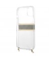 Guess GUHCP13SKC4GBGO iPhone 13 mini 5.4" Transparent hardcase 4G Brown Strap Gold Chain