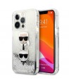 Karl Lagerfeld Liquid Glitter Karl&Choupette Head case for iPhone 13 Pro / iPhone 13 - silver