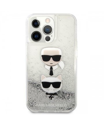 Karl Lagerfeld Liquid Glitter Karl&Choupette Head case for iPhone 13 Pro / iPhone 13 - silver