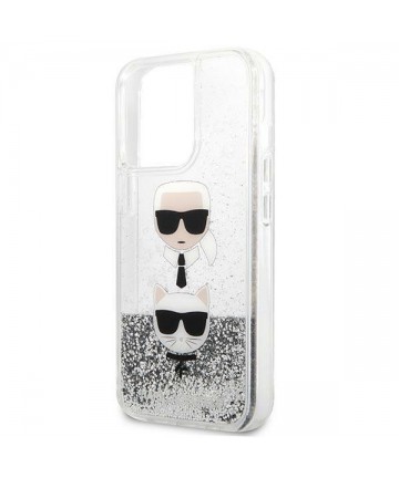 Karl Lagerfeld Liquid Glitter Karl&Choupette Head case for iPhone 13 Pro / iPhone 13 - silver
