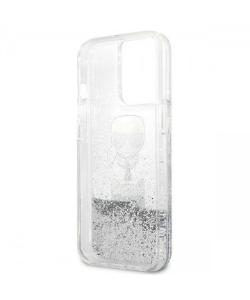 Karl Lagerfeld Liquid Glitter Karl&Choupette Head case for iPhone 13 Pro / iPhone 13 - silver