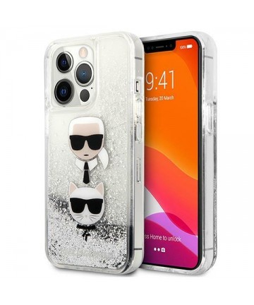 Karl Lagerfeld KLHCP13XKICGLS iPhone 13 Pro Max 6,7" srebrny/silver hardcase Liquid Glitter Karl&Choupette Head