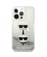 Karl Lagerfeld Liquid Glitter Karl&Choupette Head case for iPhone 13 Pro Max - silver
