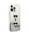 Karl Lagerfeld Liquid Glitter Karl&Choupette Head case for iPhone 13 Pro Max - silver