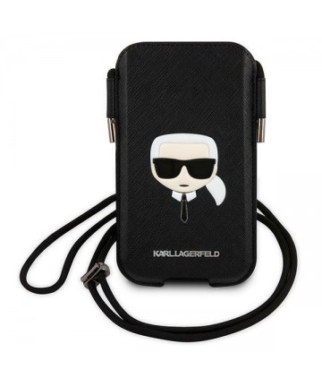 Karl Lagerfeld Saffiano Ikonik Karl's Head Handbag - Black