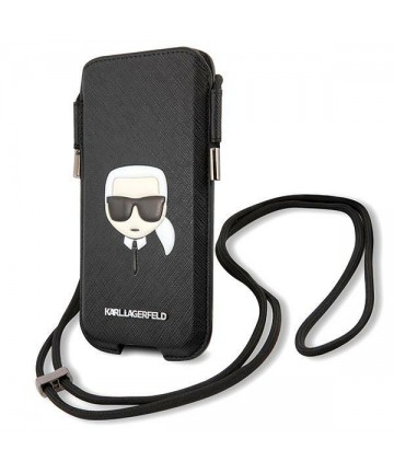 Karl Lagerfeld Saffiano Ikonik Karl's Head Handbag - Black