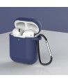 Case for AirPods 2 / AirPods 1 silicone soft case for headphones + keychain carabiner pendant blue (case D)