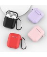 Case for AirPods 2 / AirPods 1 silicone soft case for headphones + keychain carabiner pendant blue (case D)
