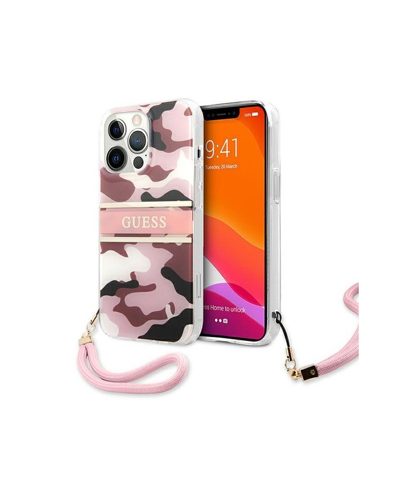 Guess GUHCP13LKCABPI iPhone 13 Pro / 13 6.1" pink/pink hardcase Camo Strap Collection