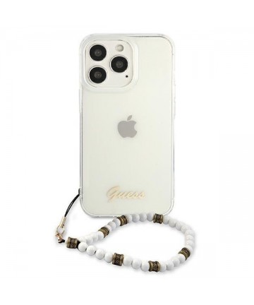 Guess GUHCP13LKPSWH iPhone 13 Pro / 13 6.1" Transparent Hardcase White Pearl