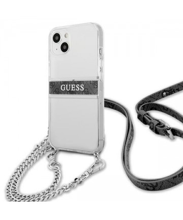 Guess GUHCP13SKC4GBSI iPhone 13 mini 5.4" Transparent hardcase 4G Gray Strap Silver Chain