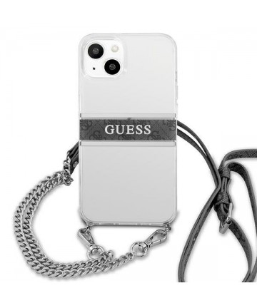 Guess GUHCP13SKC4GBSI iPhone 13 mini 5.4" Transparent hardcase 4G Gray Strap Silver Chain