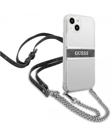 Guess GUHCP13SKC4GBSI iPhone 13 mini 5.4" Transparent hardcase 4G Gray Strap Silver Chain