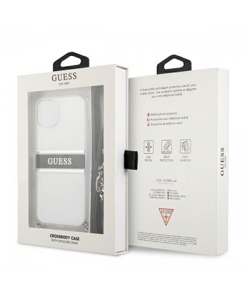 Guess GUHCP13SKC4GBSI iPhone 13 mini 5.4" Transparent hardcase 4G Gray Strap Silver Chain