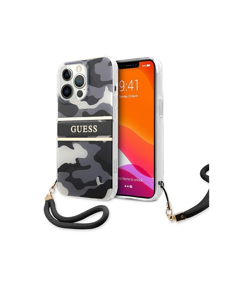 Guess GUHCP13XKCABBK iPhone 13 Pro Max 6.7" black/black hardcase Camo Strap Collection