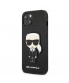 Karl Lagerfeld Saffiano Ikonik Karl's Patch Case for iPhone 13 mini - Black