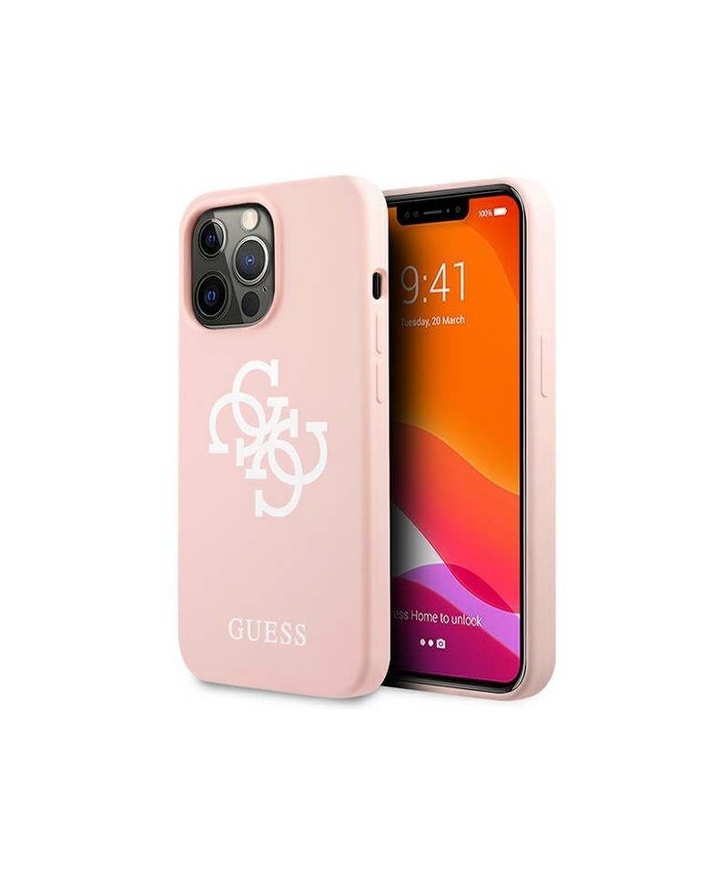 Guess GUHCP13LLS4GWPI iPhone 13 Pro / 13 6.1" pink/pink hard case Silicone 4G Logo