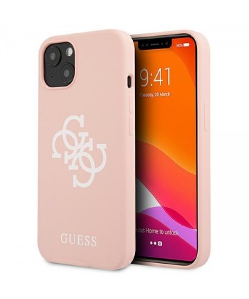 Guess GUHCP13SLS4GWPI iPhone 13 mini 5.4" pink/pink hard case Silicone 4G Logo