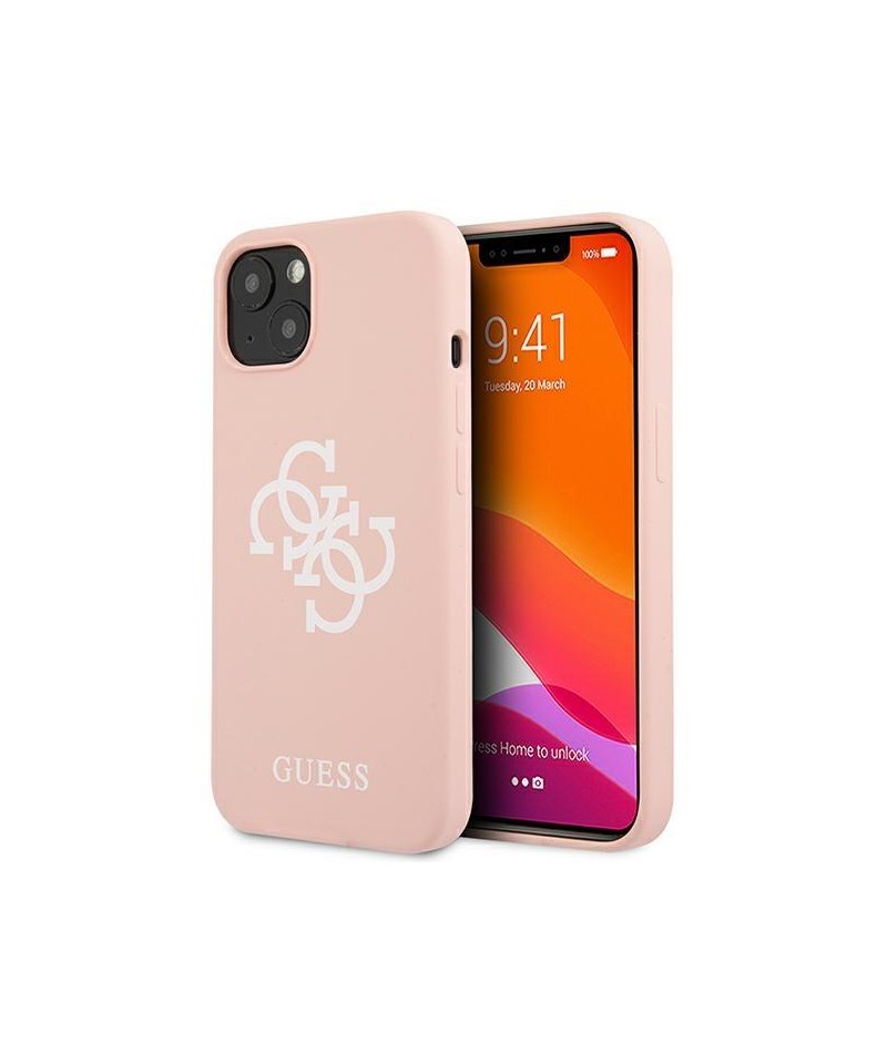 Guess GUHCP13SLS4GWPI iPhone 13 mini 5.4" pink/pink hard case Silicone 4G Logo