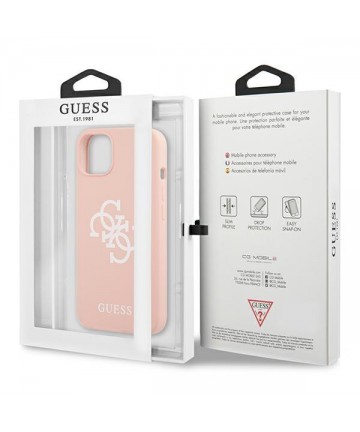 Guess GUHCP13SLS4GWPI iPhone 13 mini 5.4" pink/pink hard case Silicone 4G Logo