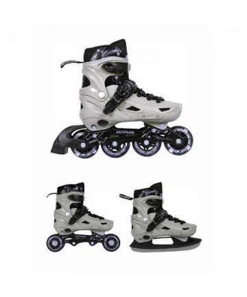 3K Αυξομειούμενα Πατίνια/Roller Skates/Παγοπέδιλα 3 σε 1 - Γκρι