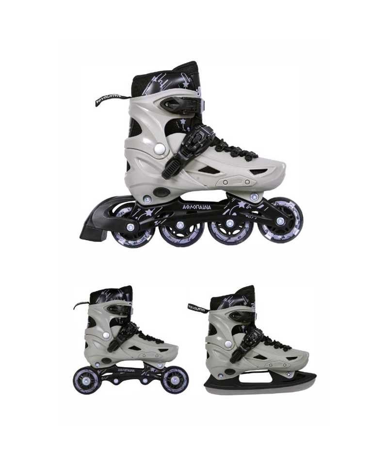 3K Αυξομειούμενα Πατίνια/Roller Skates/Παγοπέδιλα 3 σε 1 - Γκρι