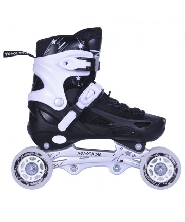 3K Αυξομειούμενα Πατίνια/Roller Skates/Παγοπέδιλα 3 σε 1 - Μαύρο