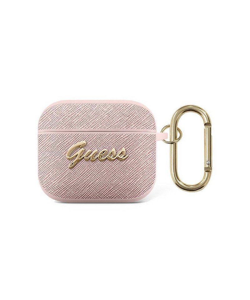 Guess GUA3SASMP AirPods 3 cover pink/pink Saffiano Script Metal Collection