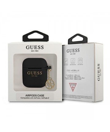 Guess GUA2LSC4EK AirPods 1/2 cover black/black Silicone Charm 4G Collection
