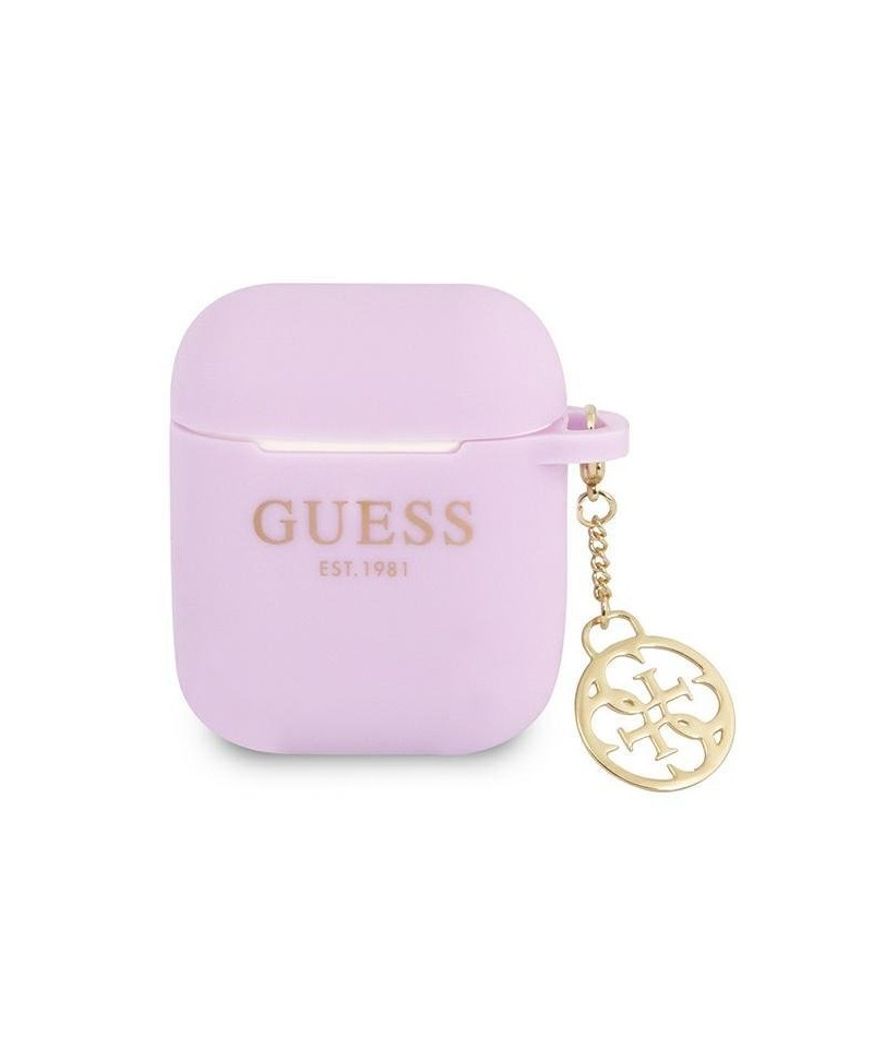 Guess GUA2LSC4EU AirPods 1/2 cover purple/purple Silicone Charm 4G Collection