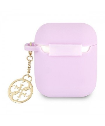 Guess GUA2LSC4EU AirPods 1/2 cover purple/purple Silicone Charm 4G Collection