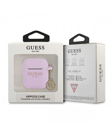 Guess GUA2LSC4EU AirPods 1/2 cover purple/purple Silicone Charm 4G Collection