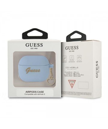 Guess GUA3LSCHSB AirPods 3 cover blue/blue Silicone Charm Heart Collection
