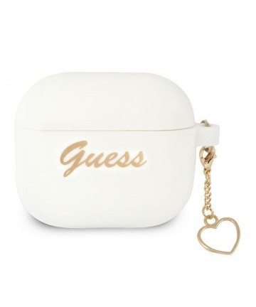 Guess GUA3LSCHSH AirPods 3 cover white/white Silicone Charm Heart Collection